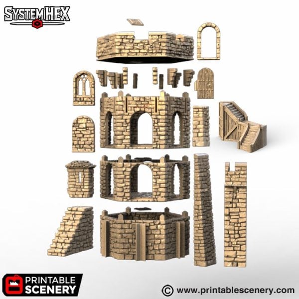 HEX Castle Keep Tower Exploded 2