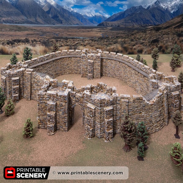 3D printed and painted castle battlements, used for tabletop rpgs and wargames