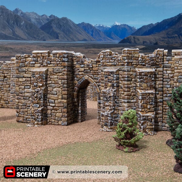 3D printed and painted castle battlements, used for tabletop rpgs and wargames
