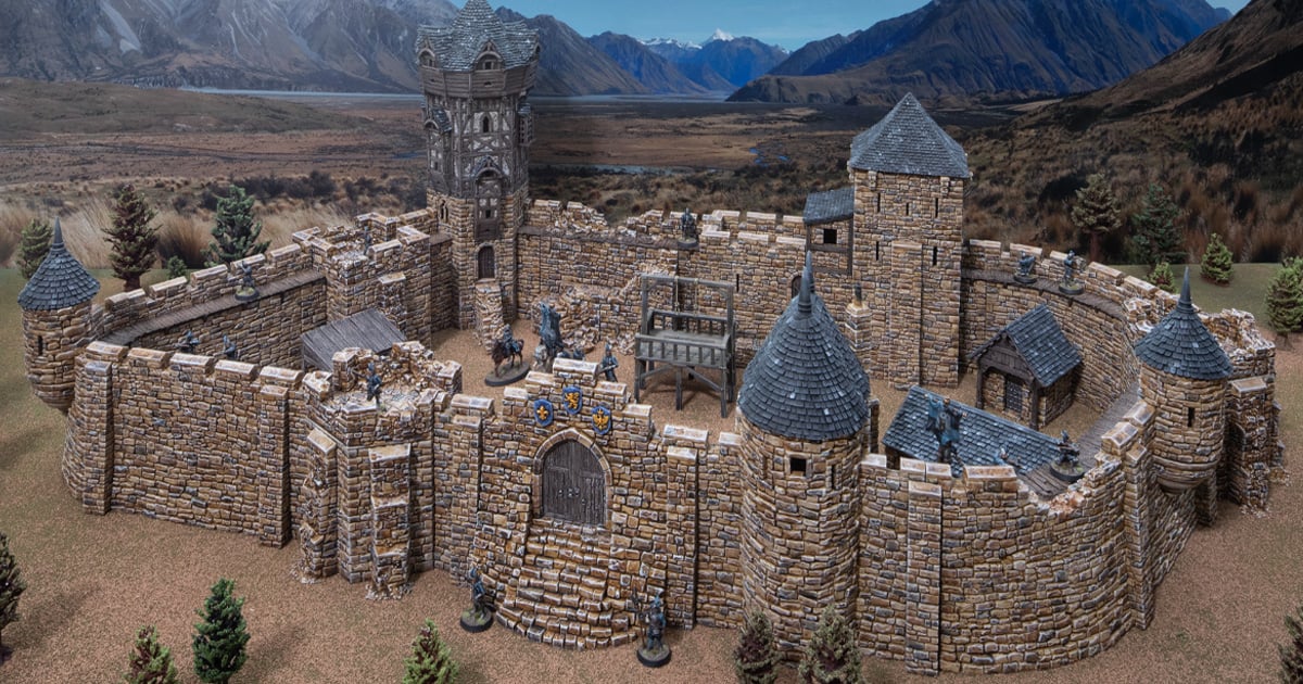 3D printed and painted castle, used for tabletop rpgs and wargames