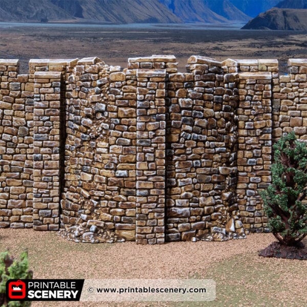 3D printed and painted Castle ruined horseshoe walls for tabletop rpgs and wargames