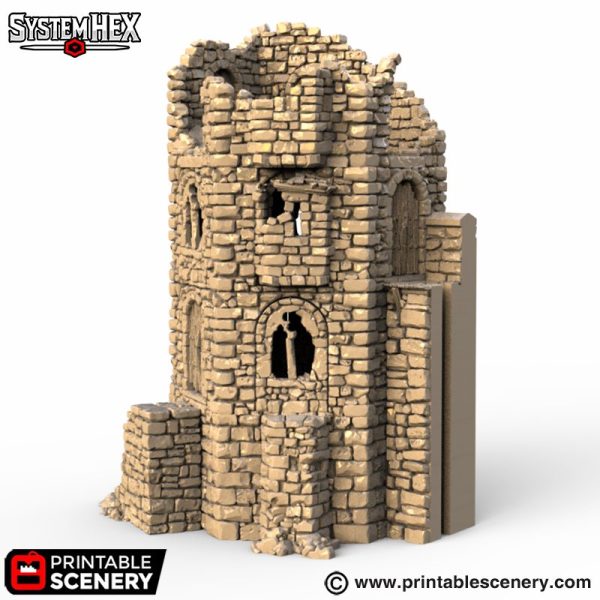 HEX Castle Ruined Keep Tower STL