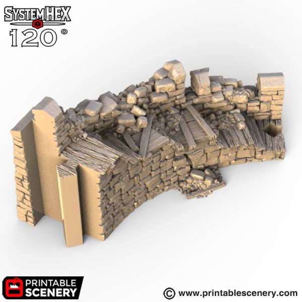 HEX Castle Ruined Wall Steps STL