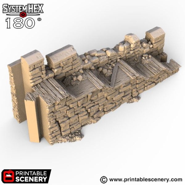 HEX Castle Ruined Wall Steps STL