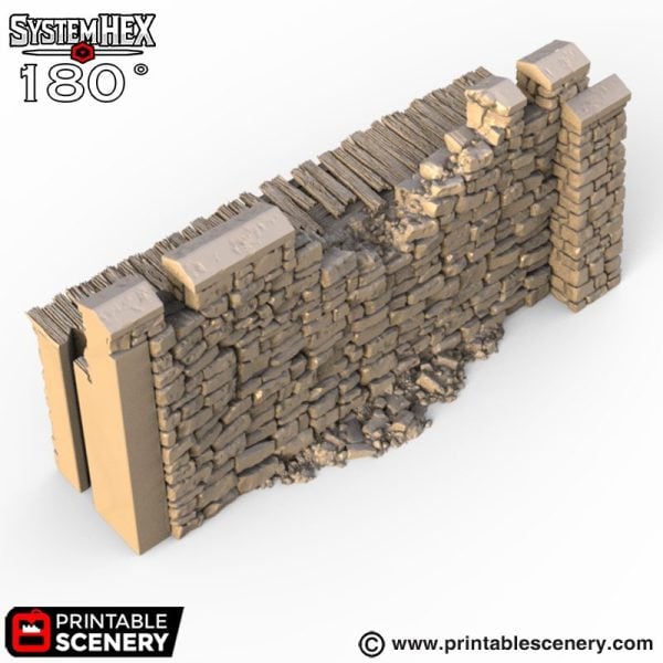HEX Castle Ruined Low Walls STL