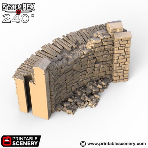 HEX Castle Ruined Low Walls STL