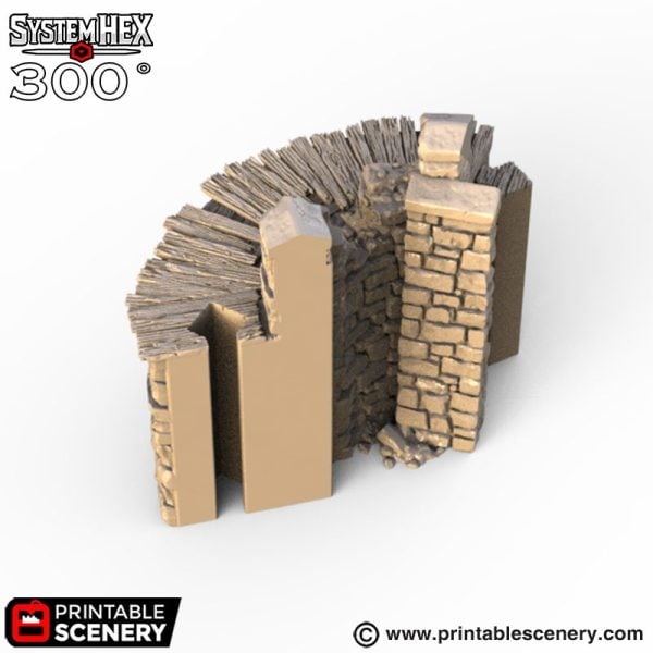 HEX Castle Ruined Low Walls STL