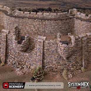 HEX Castle Ruined Wall Turrets