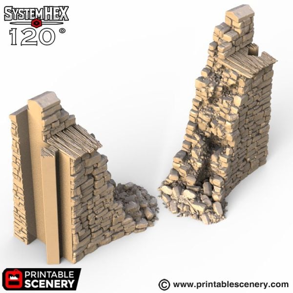 HEX Castle Ruined Walls STL