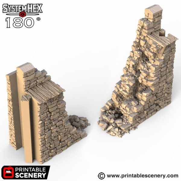 HEX Castle Ruined Walls STL