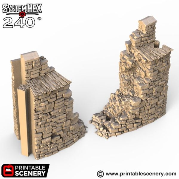 HEX Castle Ruined Walls STL