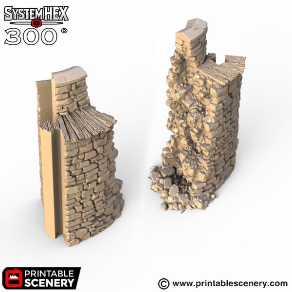 HEX Castle Ruined Walls STL