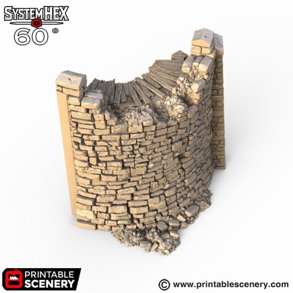 HEX Castle Ruined Walls STL