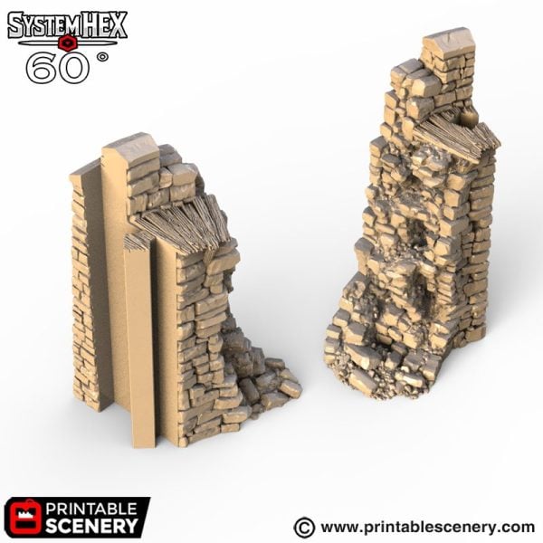 HEX Castle Ruined Walls STL