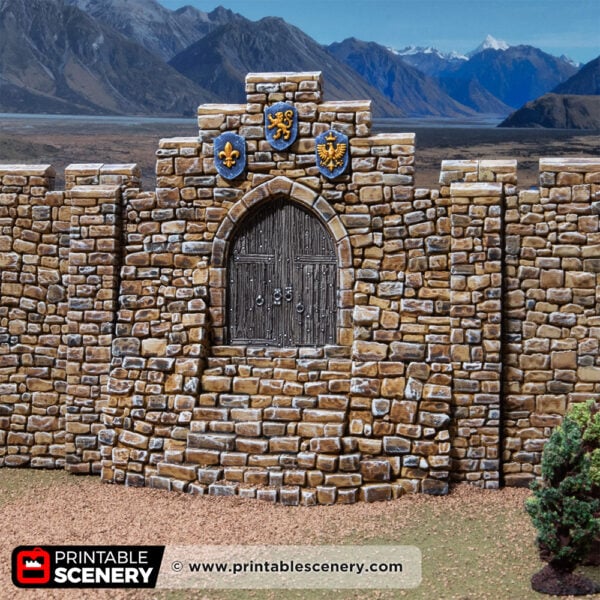 3D printed and painted castle South Gate, used for tabletop rpgs and wargames