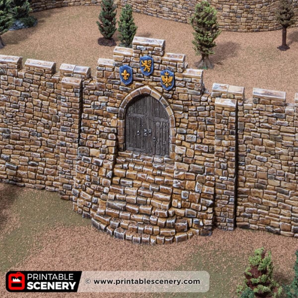3D printed and painted castle South Gate, used for tabletop rpgs and wargames