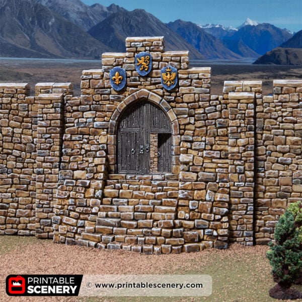 3D printed and painted castle South Gate, used for tabletop rpgs and wargames