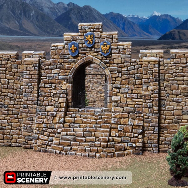 3D printed and painted castle South Gate, used for tabletop rpgs and wargames