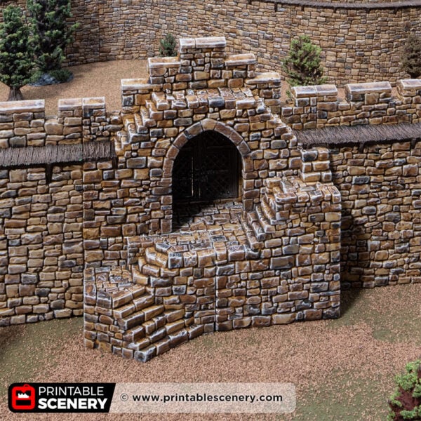 3D printed and painted castle South Gate, used for tabletop rpgs and wargames