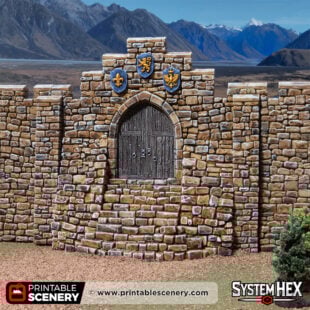 3D printed and painted castle South Gate, used for tabletop rpgs and wargames