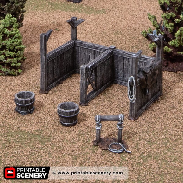3D printed and painted castle stables, used for tabletop rpgs and wargames