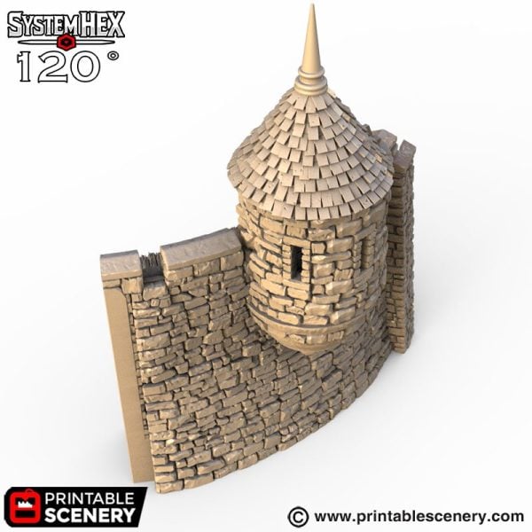 HEX Castle Wall Turrets STL