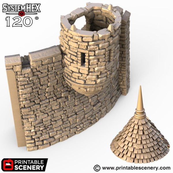 HEX Castle Wall Turrets STL