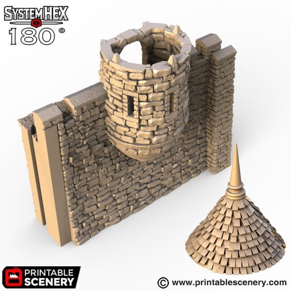 HEX Castle Wall Turrets STL