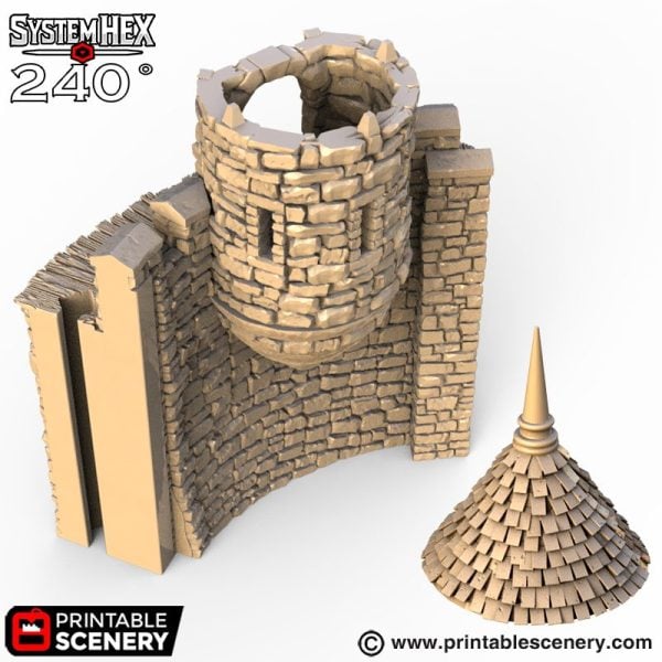 HEX Castle Wall Turrets STL