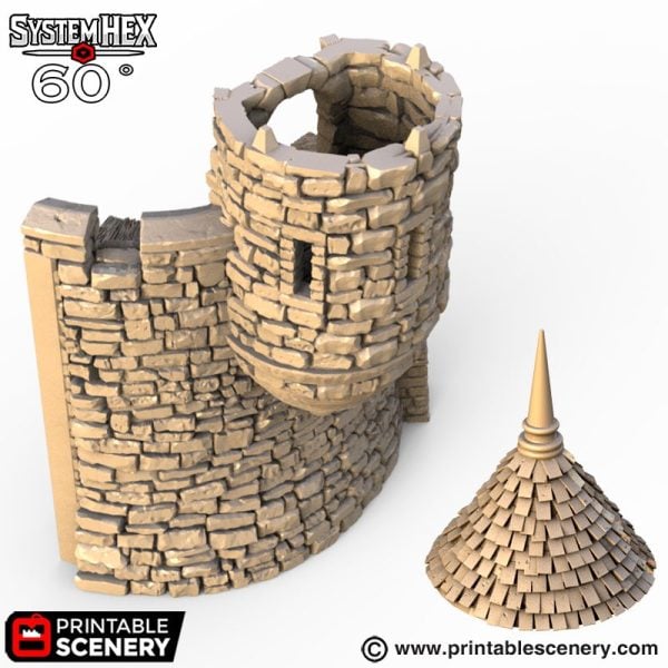 HEX Castle Wall Turrets STL