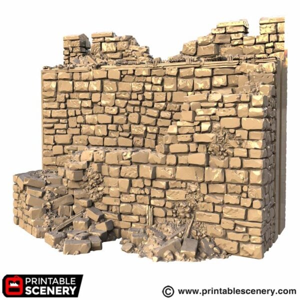 Hex Castle Ruined South Gate with Stairs STL