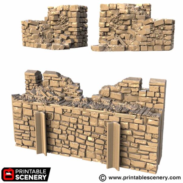 Hex Castle Ruined South Gate with Stairs STL