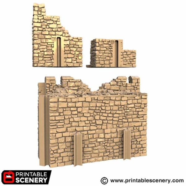 Hex Castle Ruined South Gate with Stairs STL