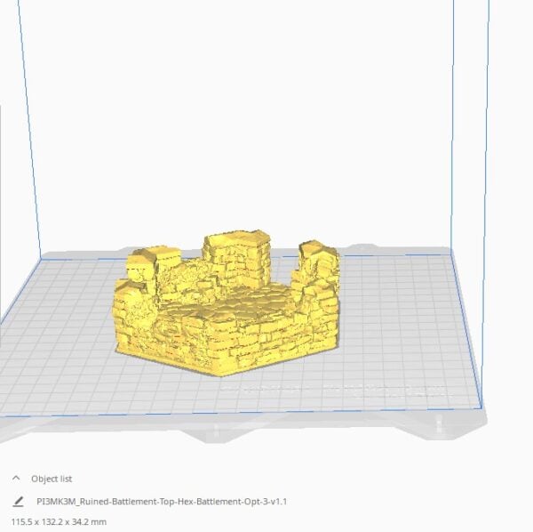 Hex Castle Ruined Wall Battlements STL