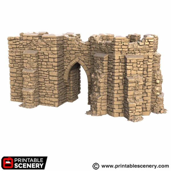Hex Castle Ruined Wall Battlements STL