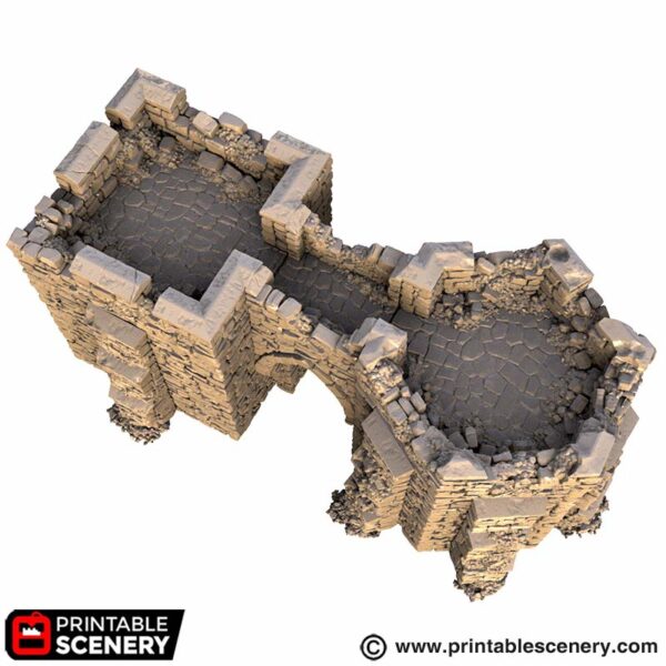 Hex Castle Ruined Wall Battlements STL
