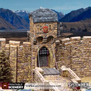 3D printed and painted High Gate for dnd and wargaming