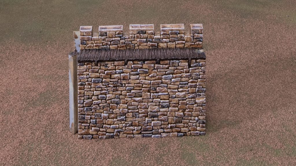 Castle brick wall wood planks dry brush