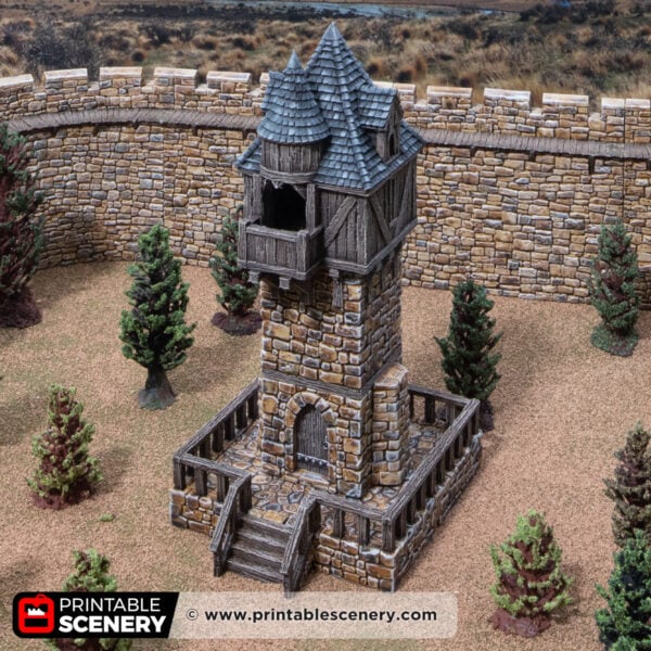 Photo of 3D printed and painted Millbury Tower for tabletop roleplaying games and wargames