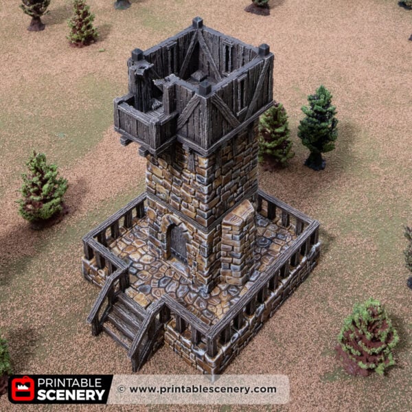 Photo of 3D printed and painted Millbury Tower for tabletop roleplaying games and wargames