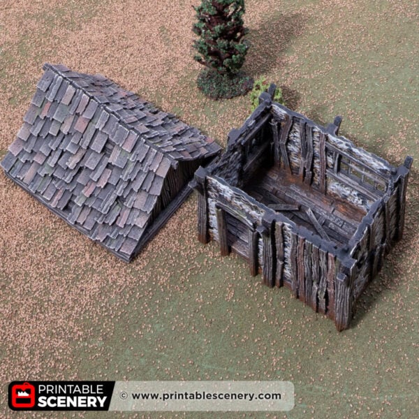 3d printed and painted Osbert's shanty for dnd and wargaming