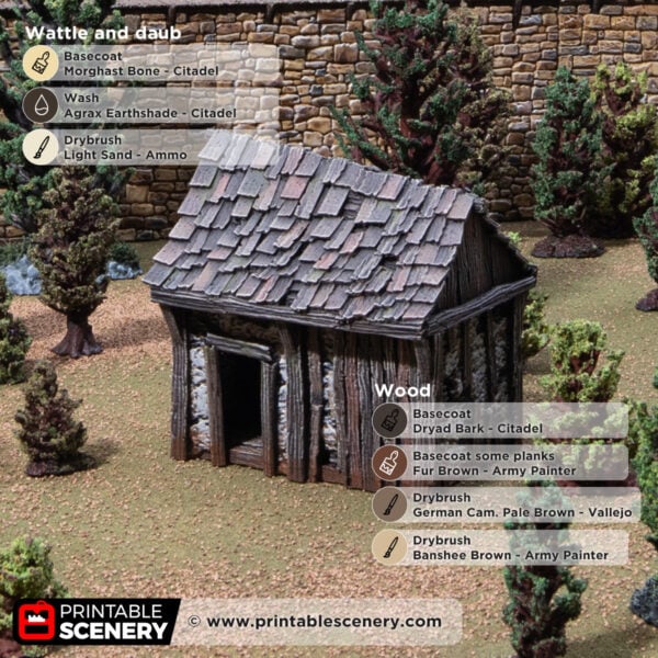 3d printed and painted Osbert's shanty for dnd and wargaming