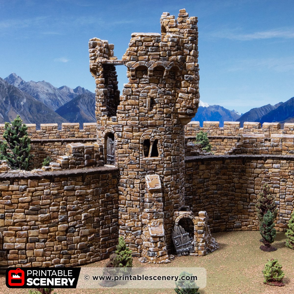 3D printed and painted ruined adeline tower for dnd and wargaming