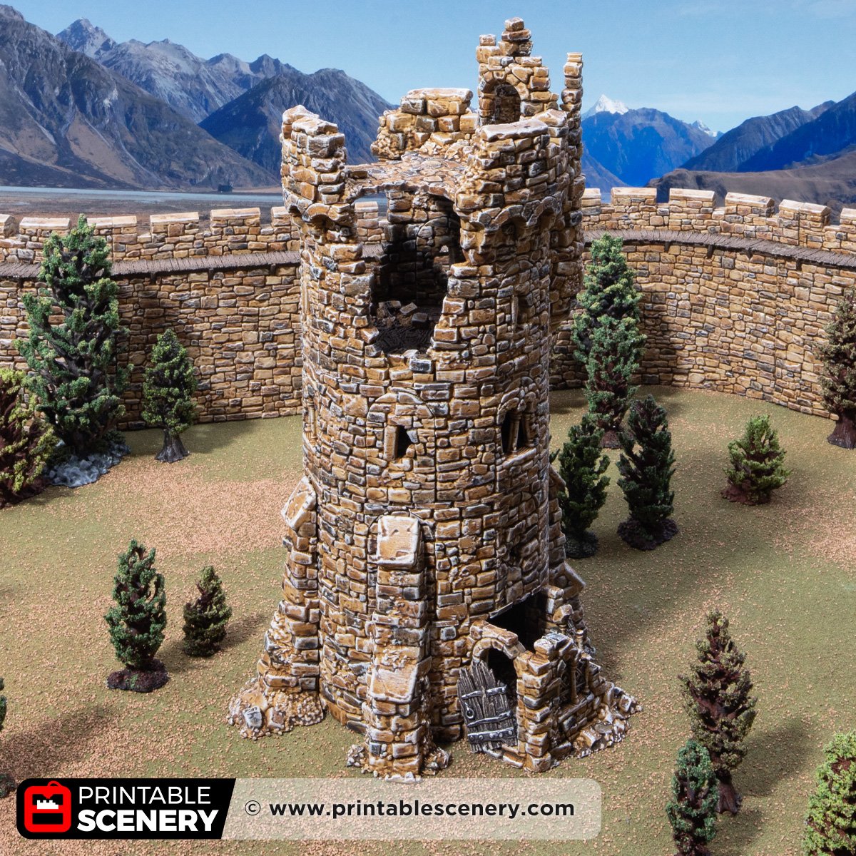3D printed and painted ruined adeline tower for dnd and wargaming