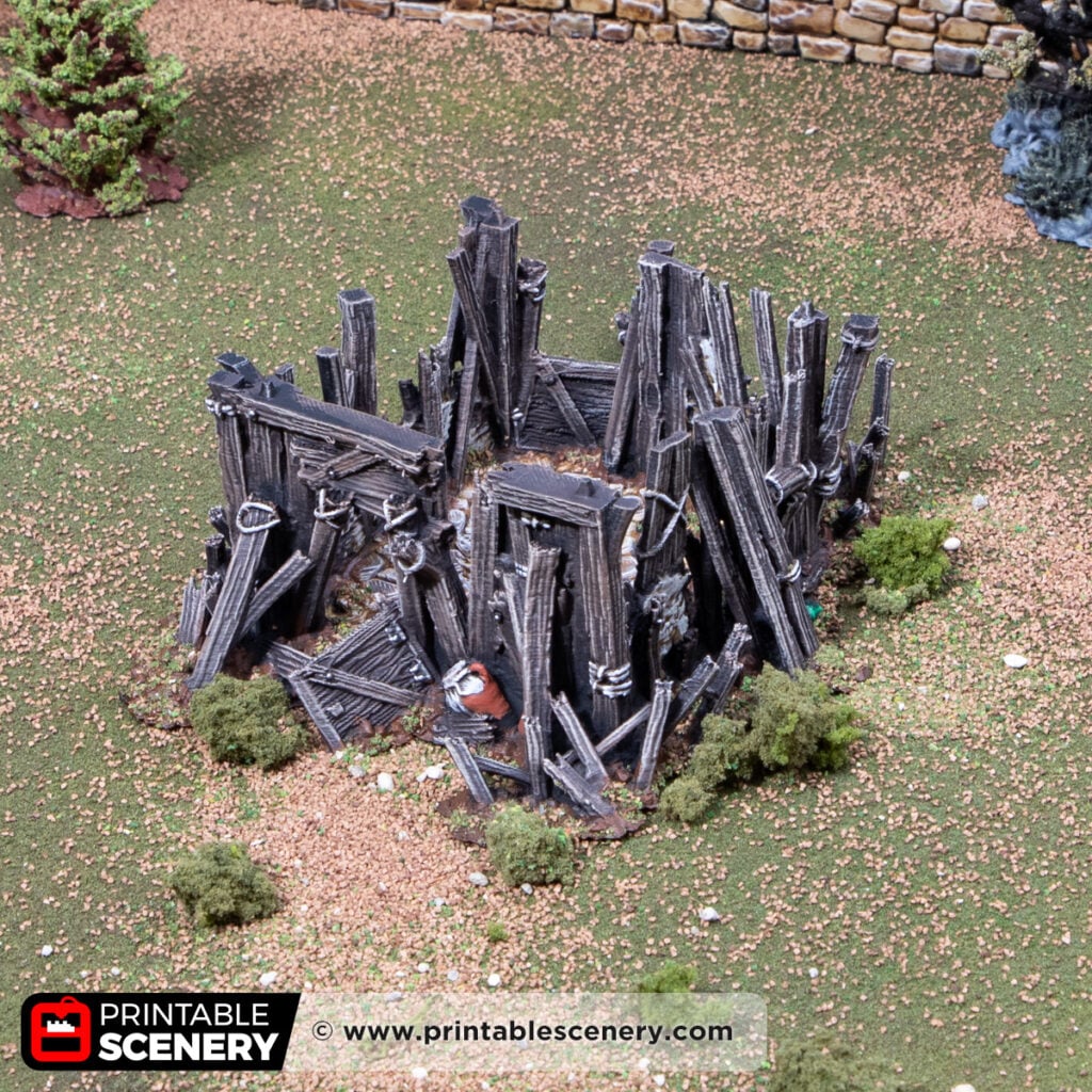 3d printed and painted Ruined Ash's cottage model for dnd and wargaming