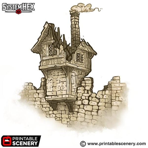 Ruined Battlement Hut STL 3d print file