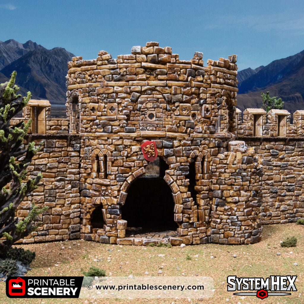 3d printed and painted Ruined Count's Keep for tabletop games like dnd and warhammer