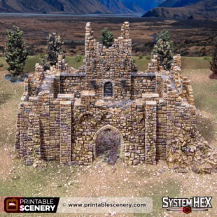 3d printed and painted ruined Duke's Fort for dnd and wargaming