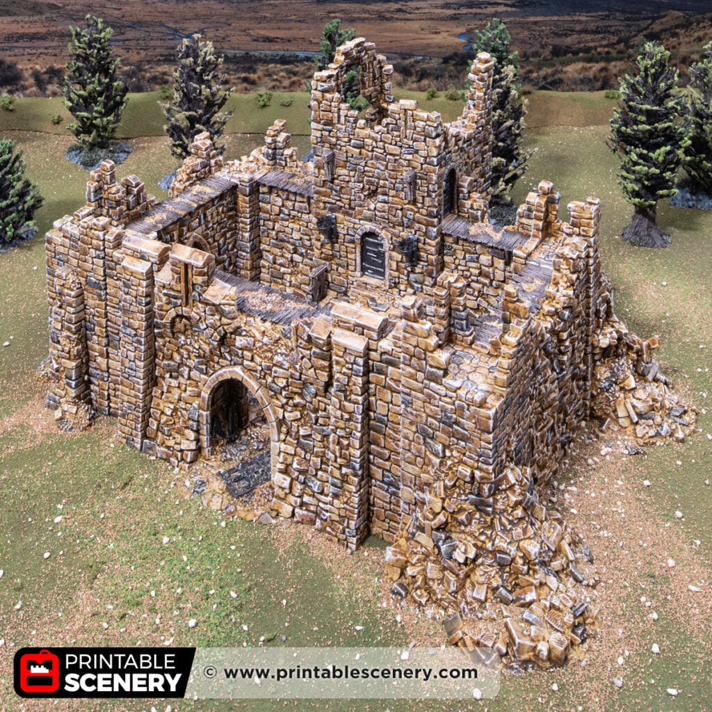 3d printed and painted ruined Duke's Fort for dnd and wargaming