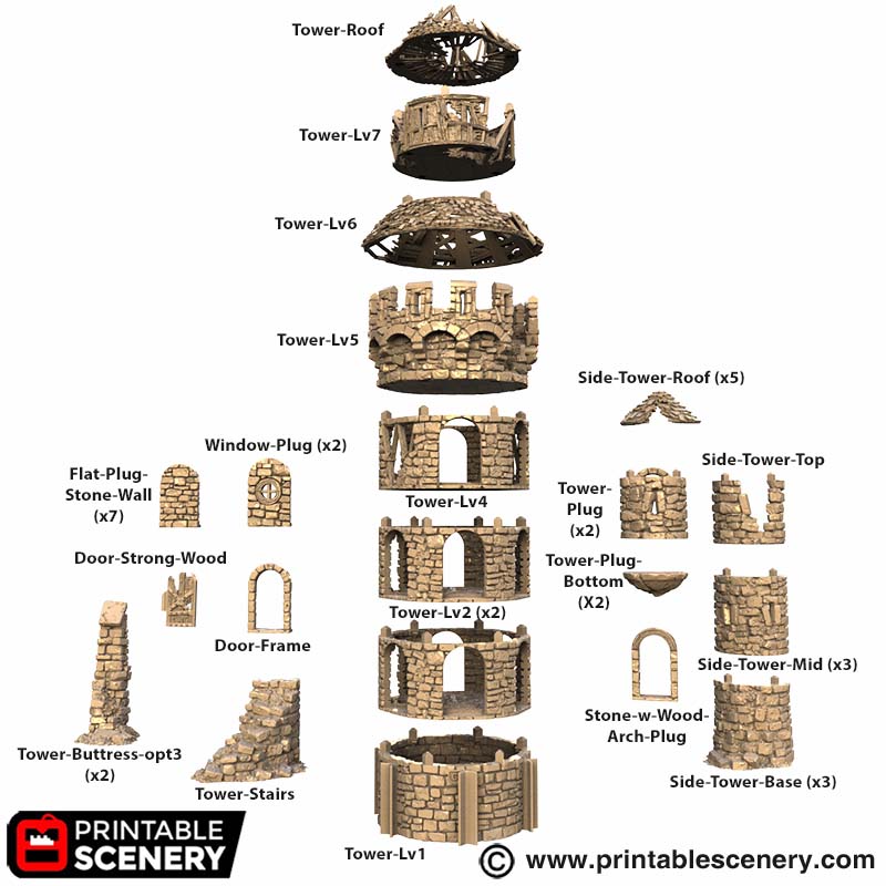Ruined Earls Round Tower Parts